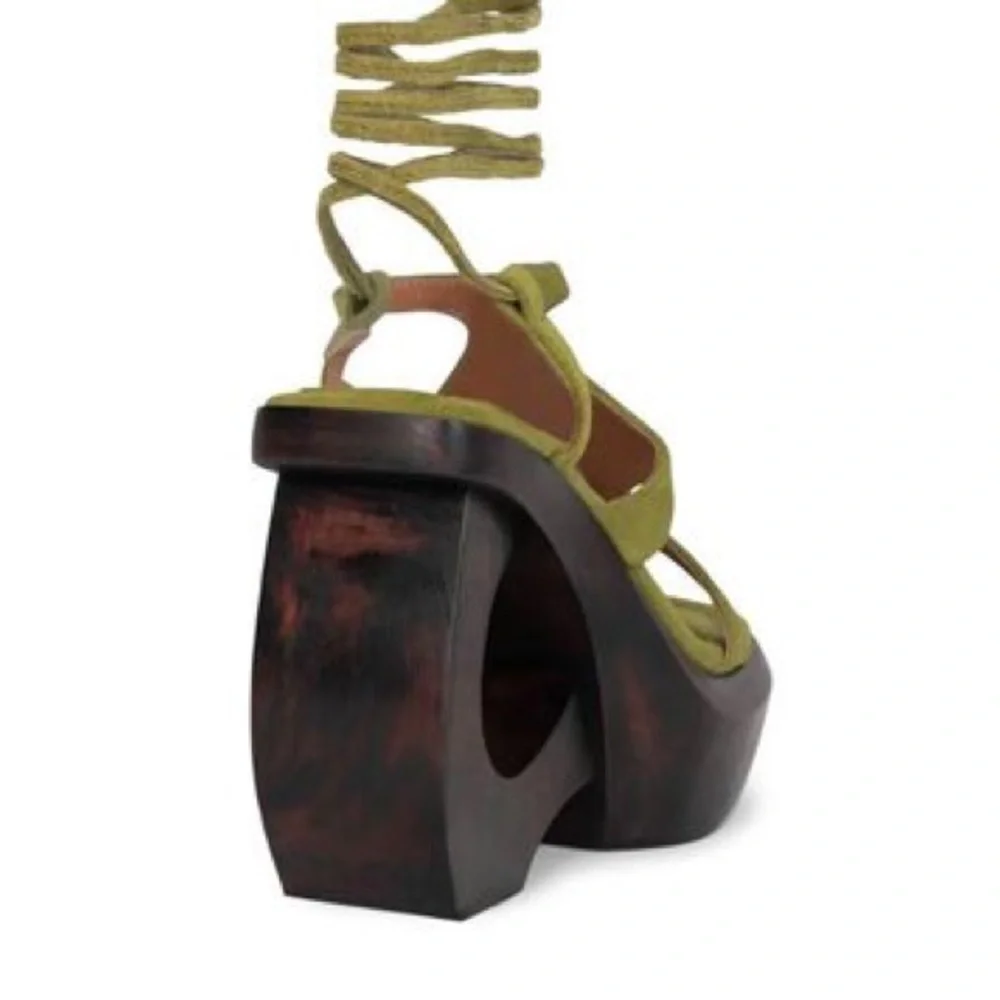 Jeffrey Campbell Olive Green Lace-Up Platform Sandals